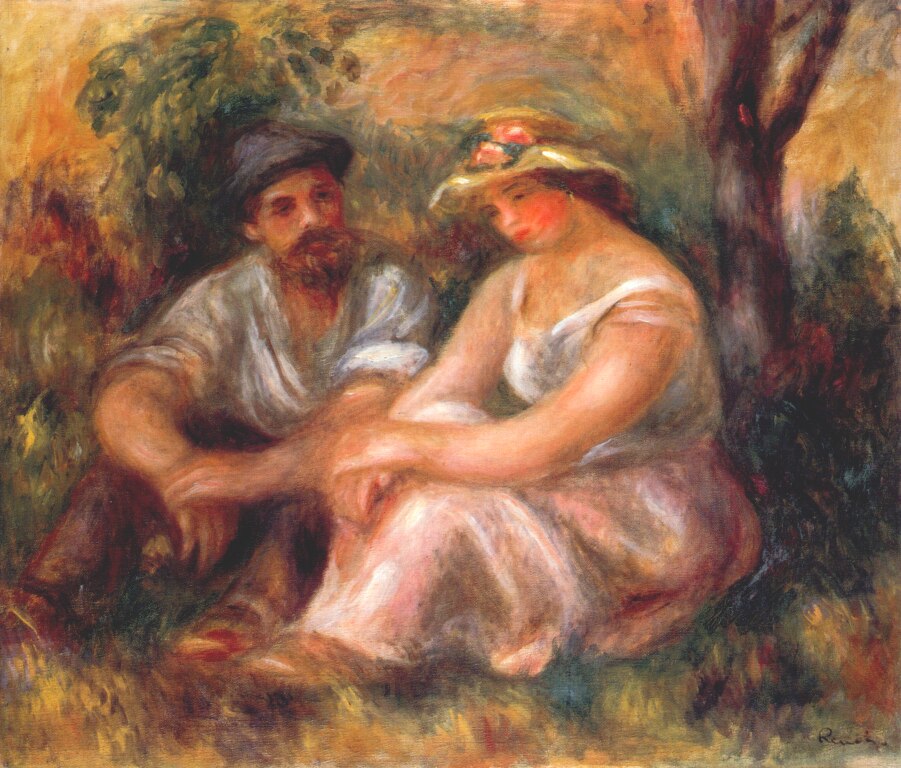 Seated couple - Pierre-Auguste Renoir painting on canvas